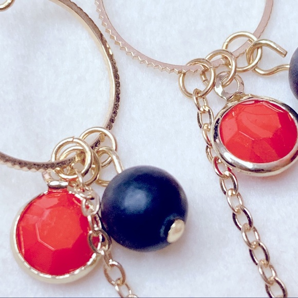 ❣️$25/3❣️Orange Black Beads Dangle Earrings - Picture 5 of 9